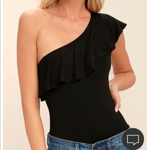 Lush Genesis Black One Shoulder Bodysuit